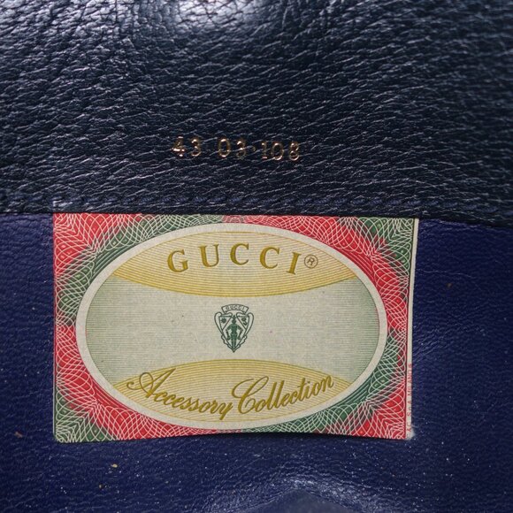 Vintage Gucci GG Blue Monogram Sherry Bi-Fold Long Wallet, Size 4.25 in x 7.5 in - Picture 8 of 16